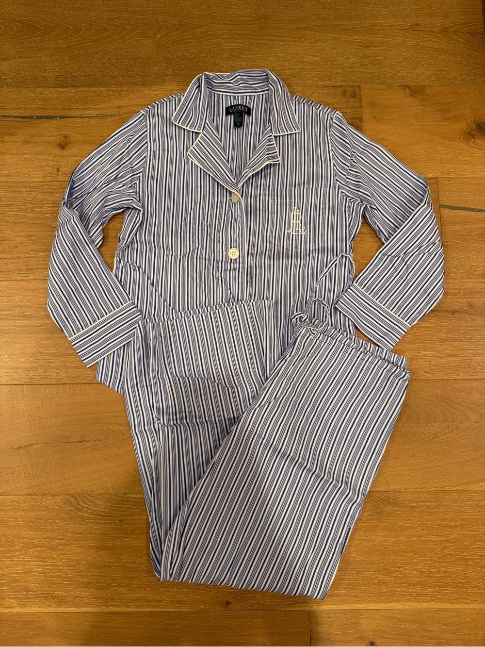 Ralph Lauren 100% Cotton Blue & White Striped Pajama Set - size Small